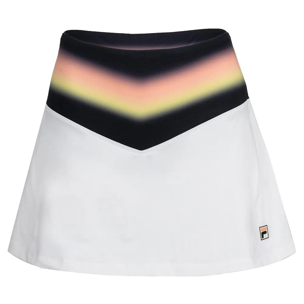 Womens Backspin Printed Tennis Skort White and Sunset