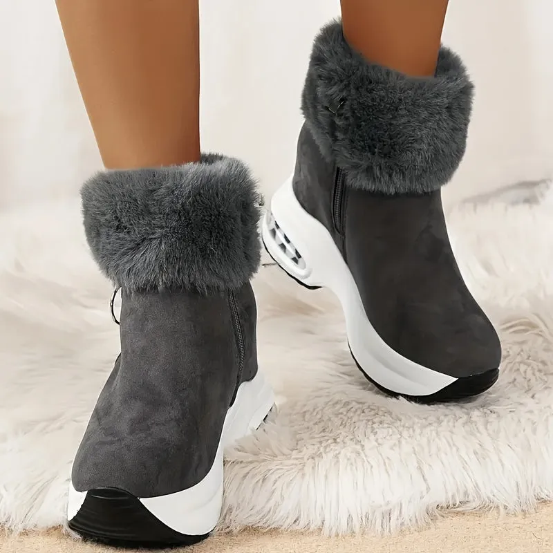 Women's Platform Wedges Ankle Boots, Casual Push Lined Side Zipper Short Boots, Warm & Comfortable Winter Shoes