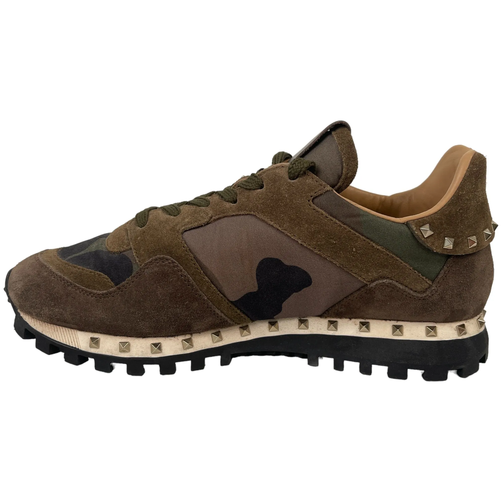 Women's Rockstud Camoflauge Low Trainers Khaki Size EU 37 / UK 4