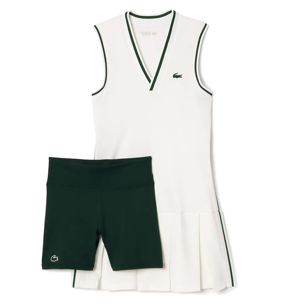 Women`s Tennis Dress with Removable Pique Shorts White and Sinople