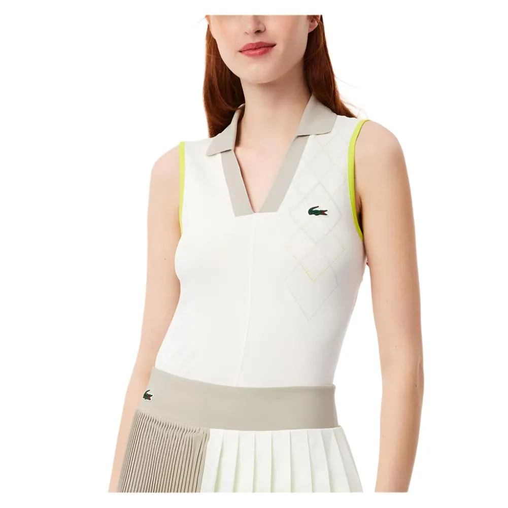 Women's Ultra-Dry UPF30 Tech Tennis Polo White and Hammam