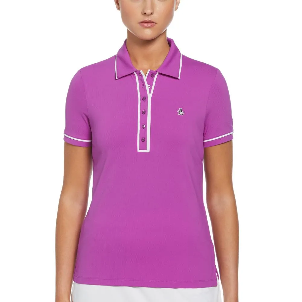 Womens Veronica Short Sleeve Tennis Polo Purple Cactus Flower