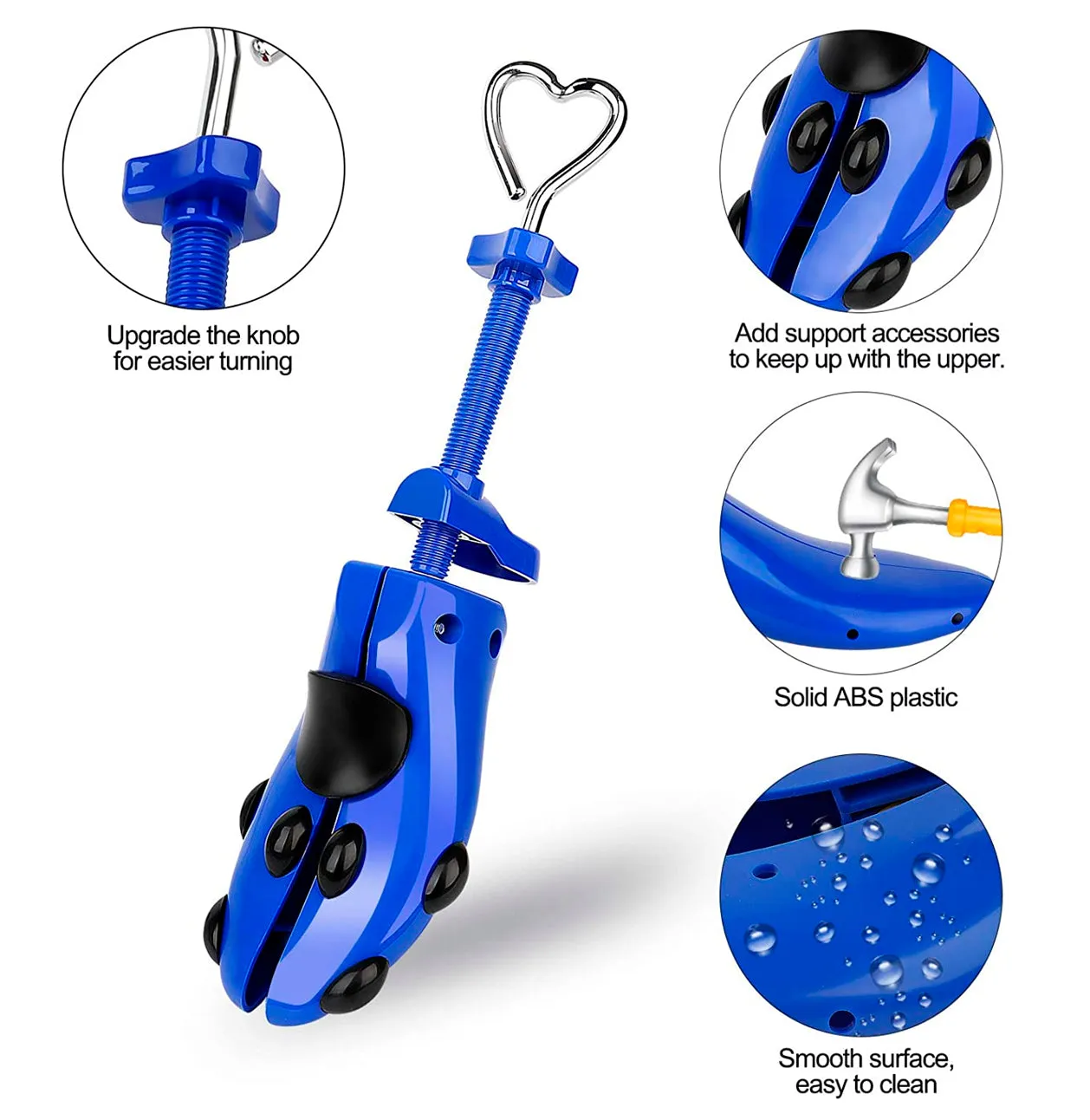 XYH Shoe Stretcher with Dust-Proof Bag, Pair of Tough Plastic Premium Shoe Stretchers, Adjustable Width and Length. Color Blue