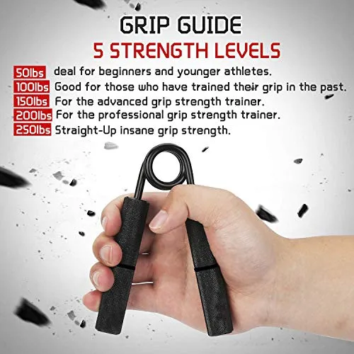 YZLSPORTS Metal Black Heavy Hand Grip and Wrist Strengthener Gripper - Resistance from 50-300 LB Metal Exerciser for Hand, Forearm, and Fingers,Black(Bold Handle) Stainless Steel,50LB